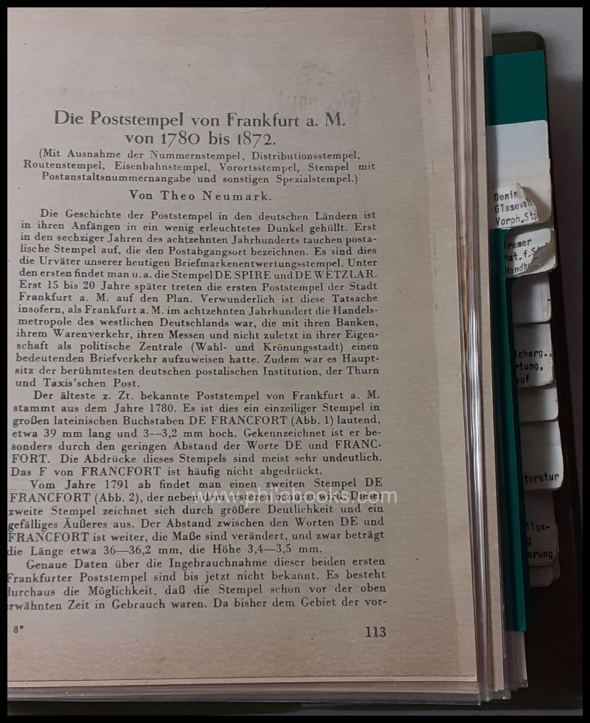 Sammlerarchiv an Fachartikeln zu Thurn und Taxis, zur Postgeschich ...