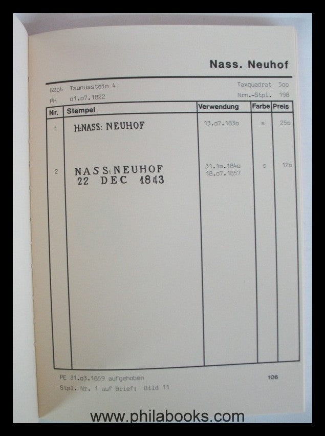 Arge Herzogthum Nassau, Ortsaufgabestempel im Herzogthum Nassau, K ...