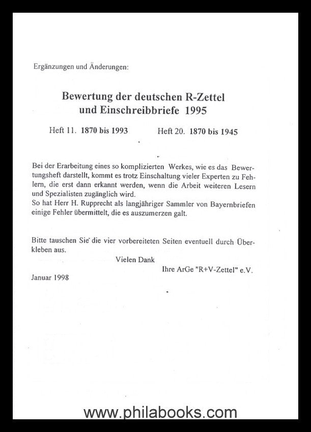 ARGE R+V-Zettel, Bewertung der deutschen R-Zettel und Einschreibeb ...