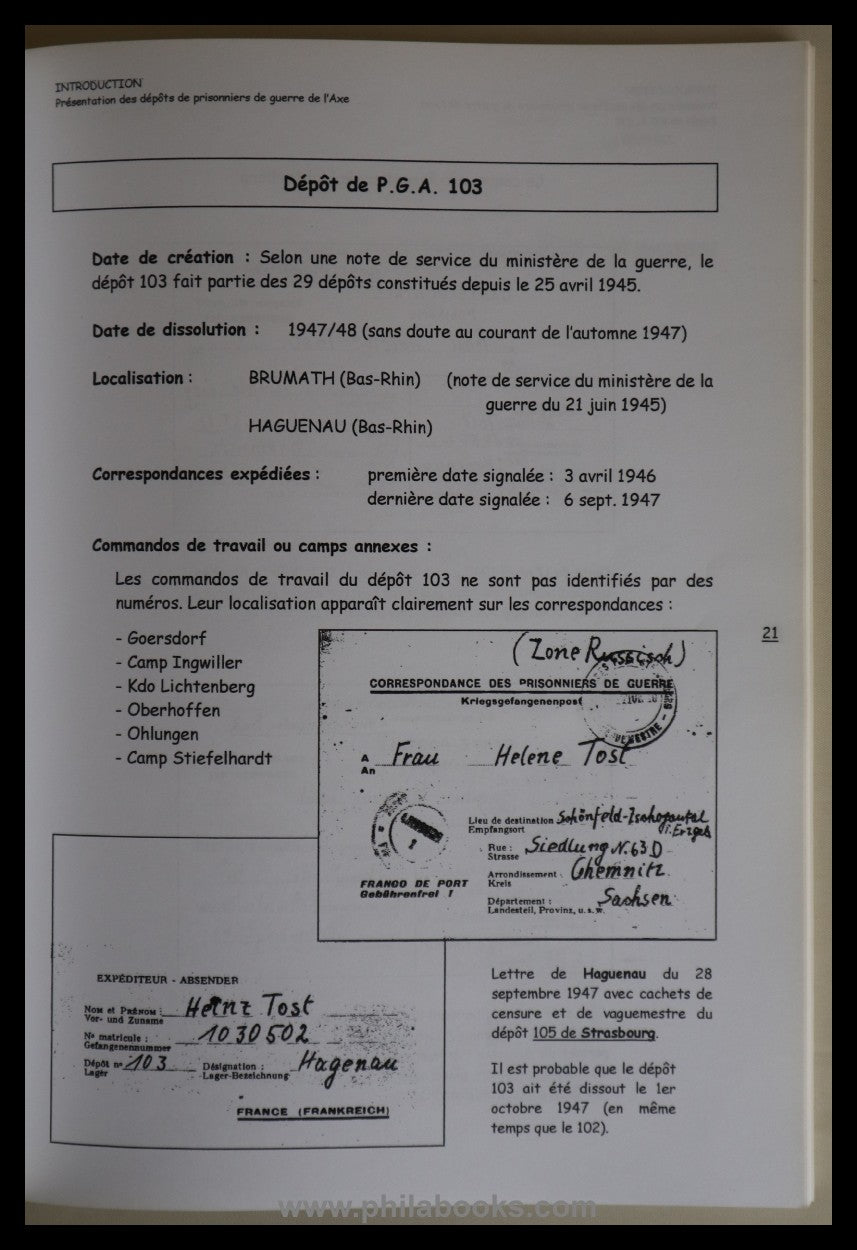 Frick, M., Les dépôts de prisonniers de guerre de l`Axe en Alsace ...