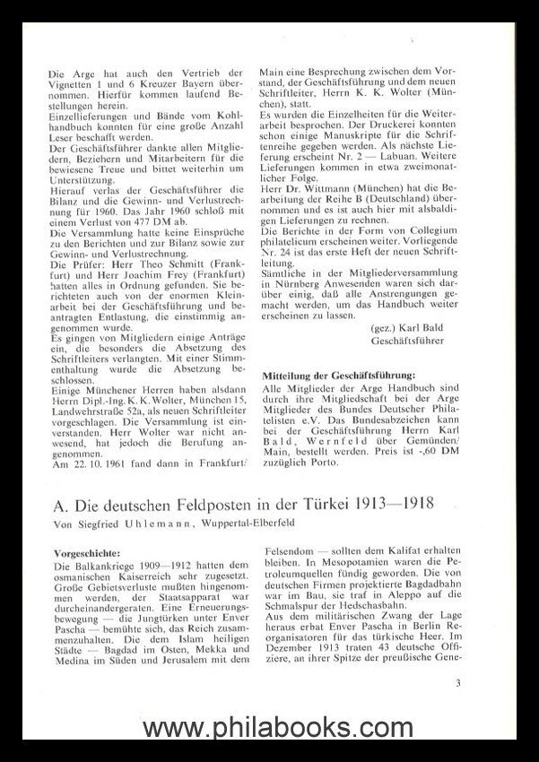 Uhlemann, S., Die deutschen Feldposten in der Türkei 1913-1918, Be ...