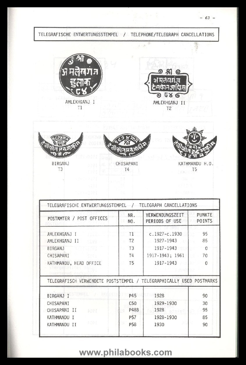 Hellrigl, W.C., Katalog der Poststempel von Nepal (1879 - 1935/ A ...