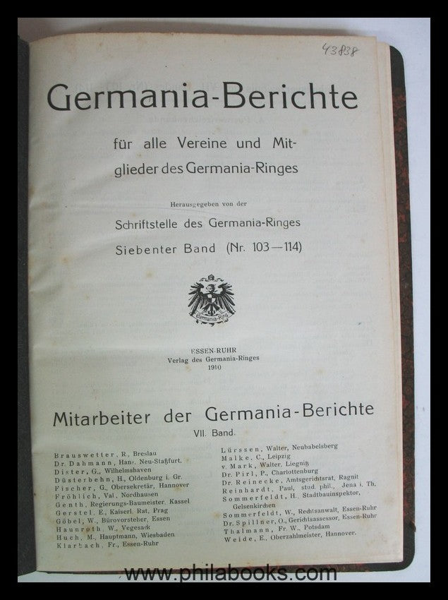 Germania - Berichte, bekannt gute Zeitschrift, hier Band 08, Heft ...