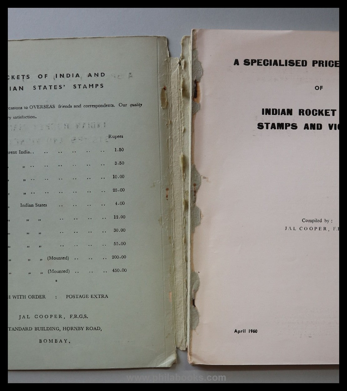 Cooper, J., A Specialised Priced Catalogue of Indian Rocket Mails, ...