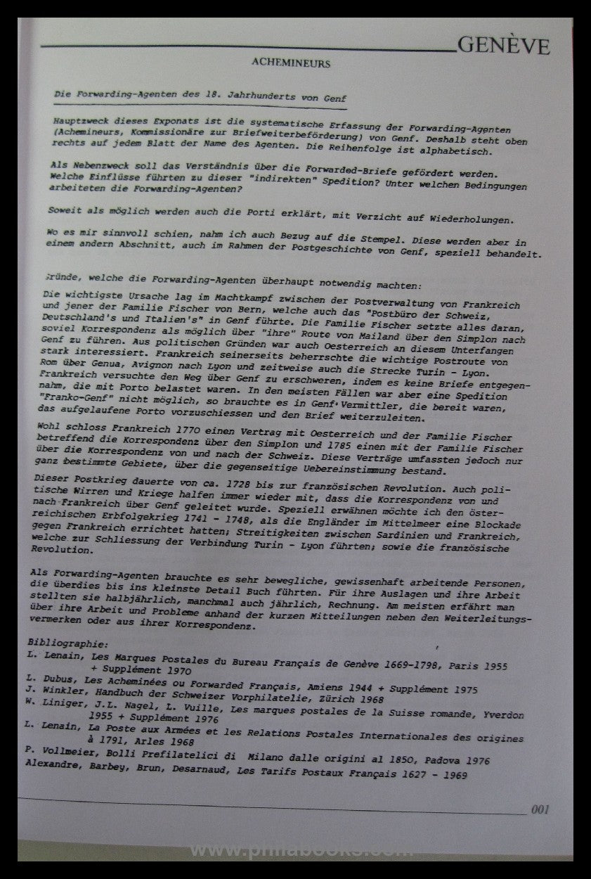 GENF: Sieber, Hansuli: Die Forwarding- Agenten des 18. Jahrhundert ...
