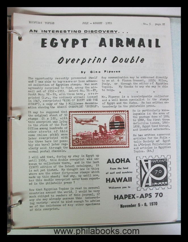 Egyptian Topics, Zeitschrift für Philatelie und Postgeschichte von ...