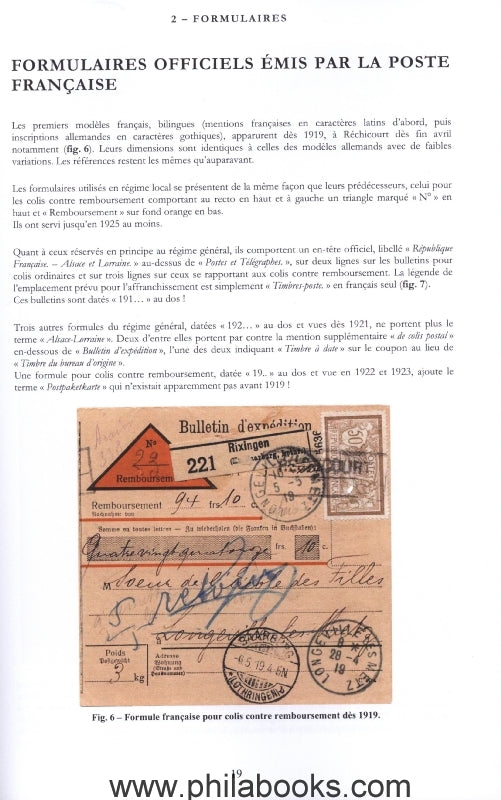 Bonnefoy, L., Bulletins d'expédition de colis postaux en Alsace et ...