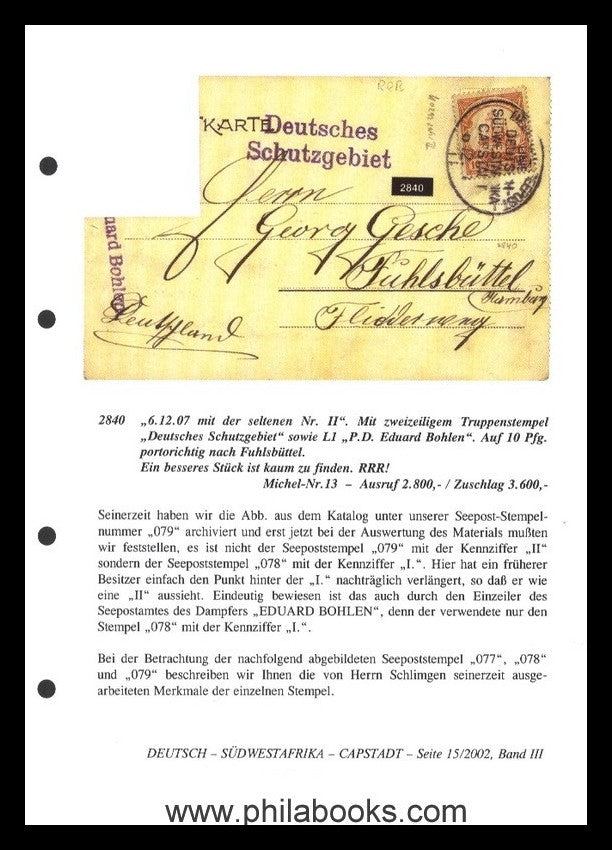 Steinmeyer/Evers, Deutsche See-und Schiffspost 1886-1945, 2002, hi ...