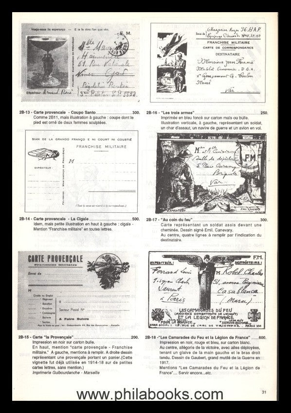 Sinais/Weingarten, Catalogue des Cartes Postal es de Franchise Mi ...