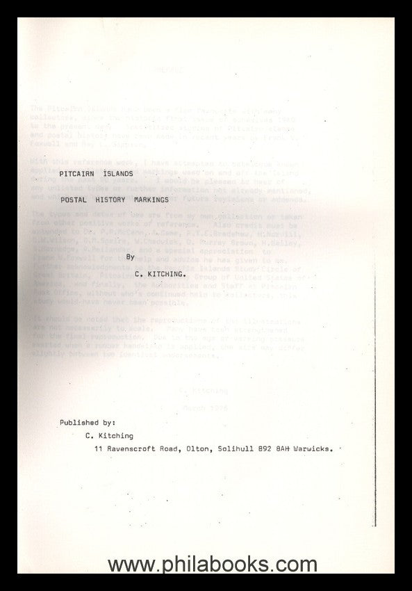 Foxwell, F. W., Pitcairn Islands Stamps and Postal History, ca. 19 ...