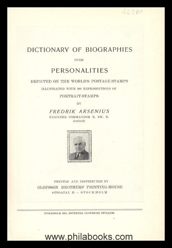 Arsenius, F., Portrait-Stamps, Dictionary of Biographies over Pers ...
