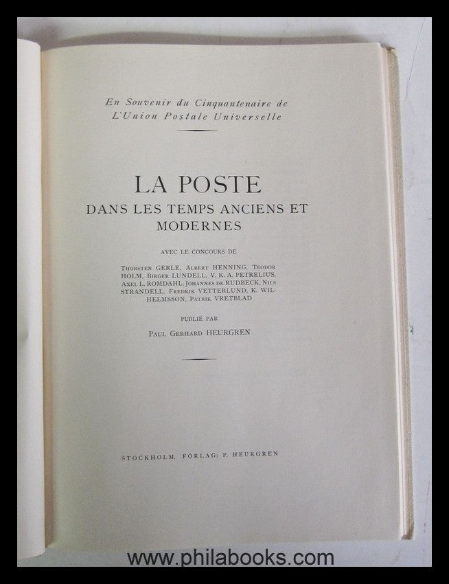 Heurgren, P.G. (Hrsg.), La Poste dans les temps anciens et moderne ...