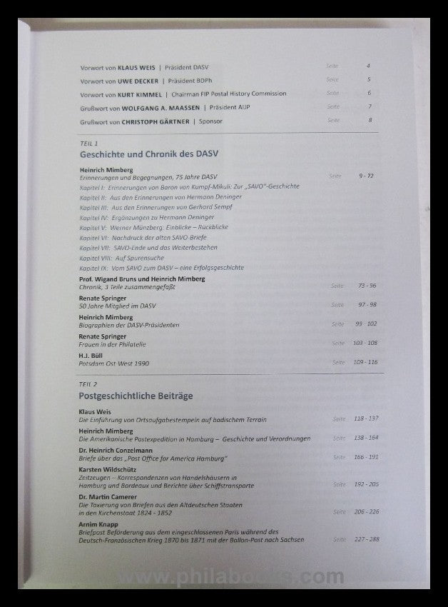 DASV 1941-2016, Festschrift 75 Jahre Deutscher Altbriefsammler-Ver ...