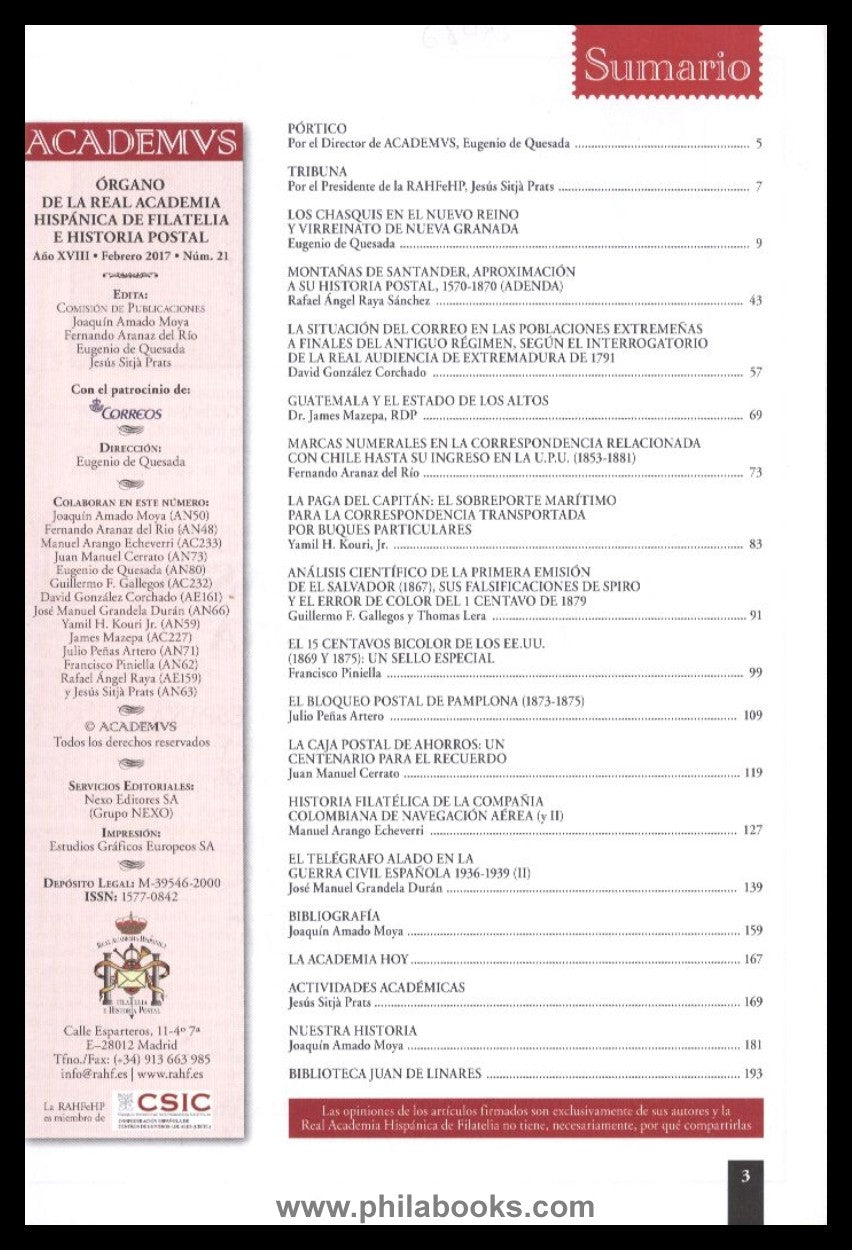 Real Academica Hispánica de Filatelia, Madrid, Academus No. 21, Fe ...