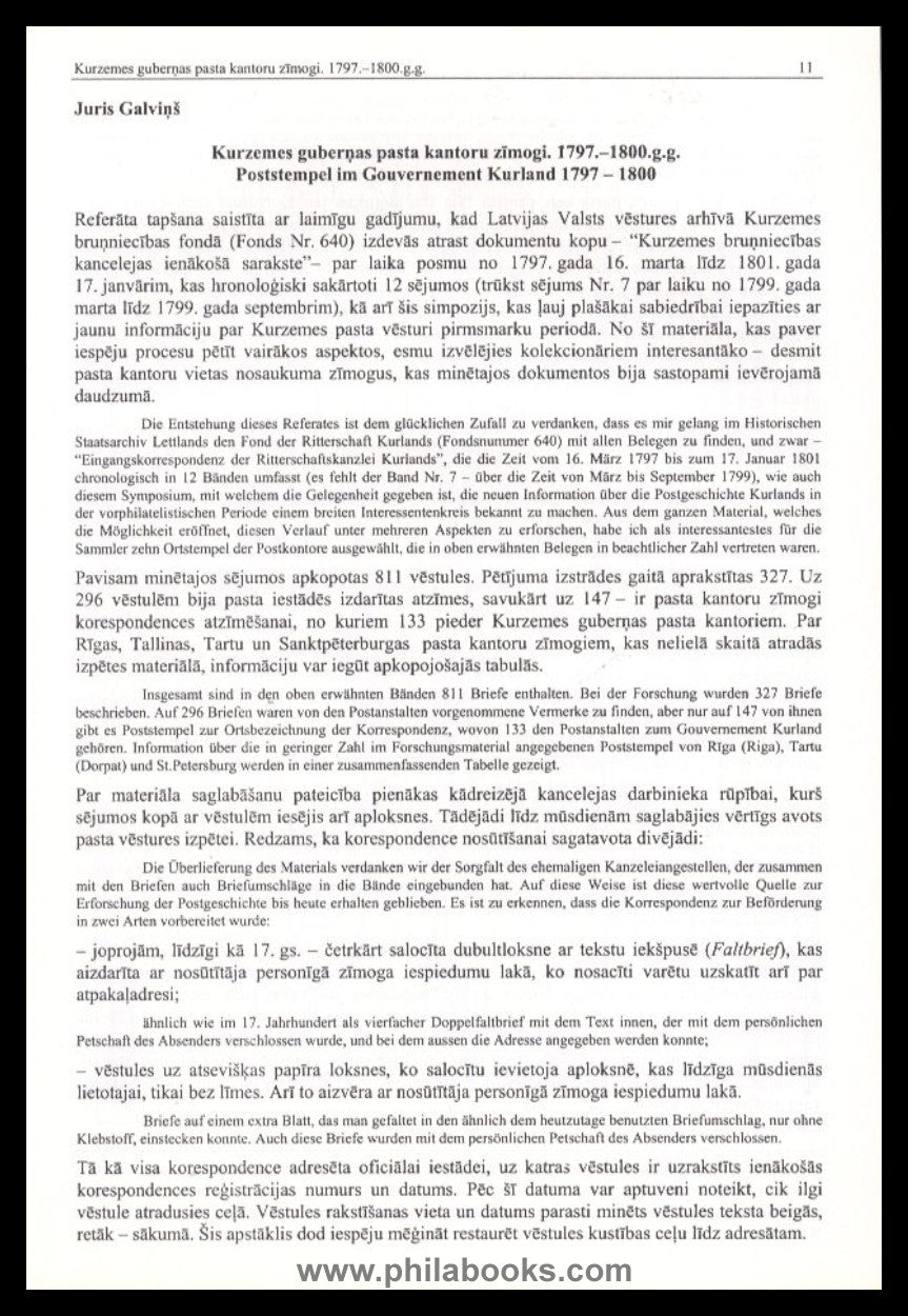ForGe Lettland, 2. Symposium zur Postgeschichte Lettlands, 2003, 7 ...