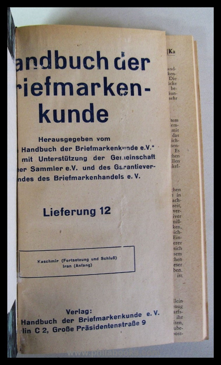 Handbuch der Briefmarkenkunde, Lieferung 12 bis 15, 1943, gefällig ...