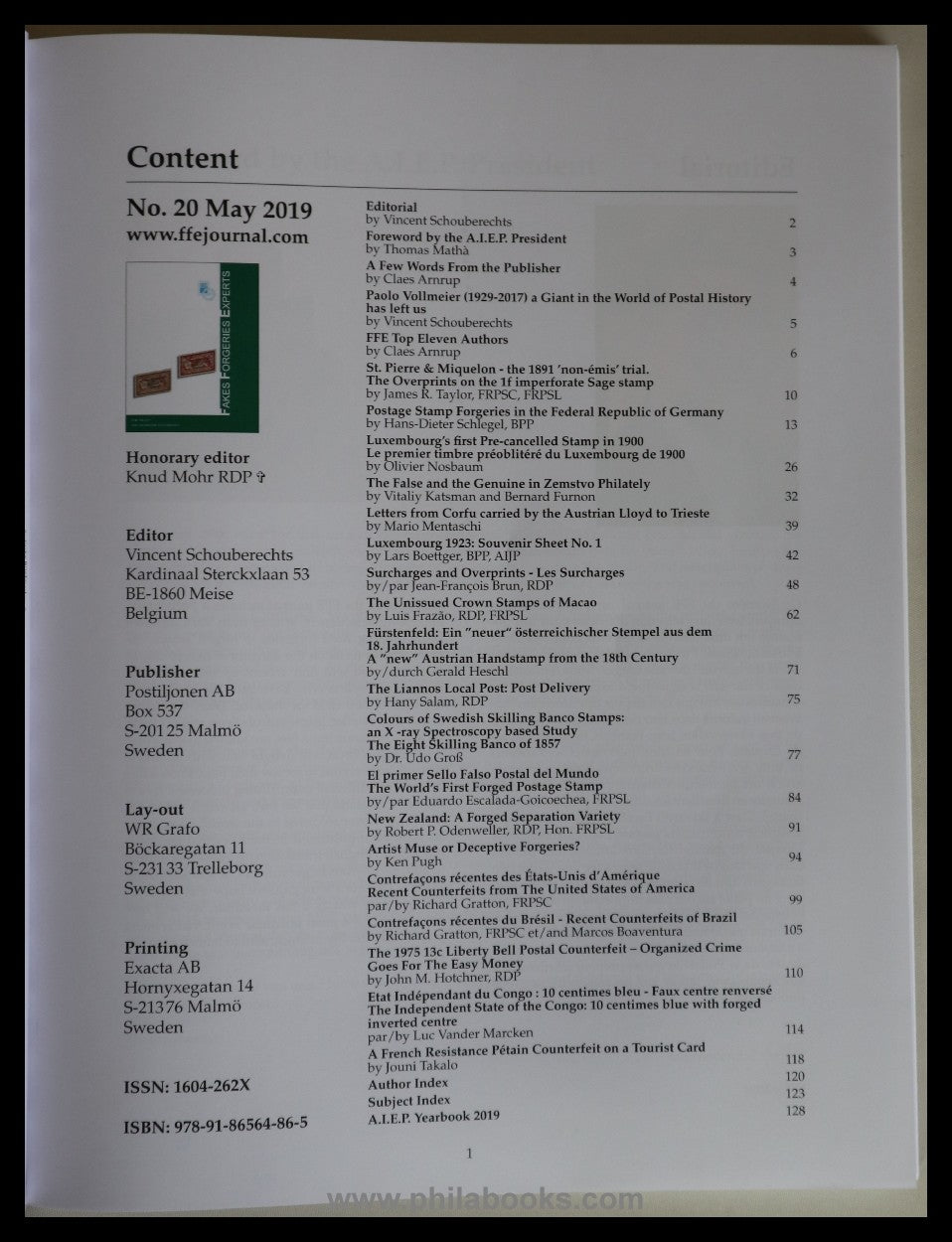Postiljonen (Hrsg.), FFE 20, Fakes, Forgeries, Experts, 2019, Fäls ...