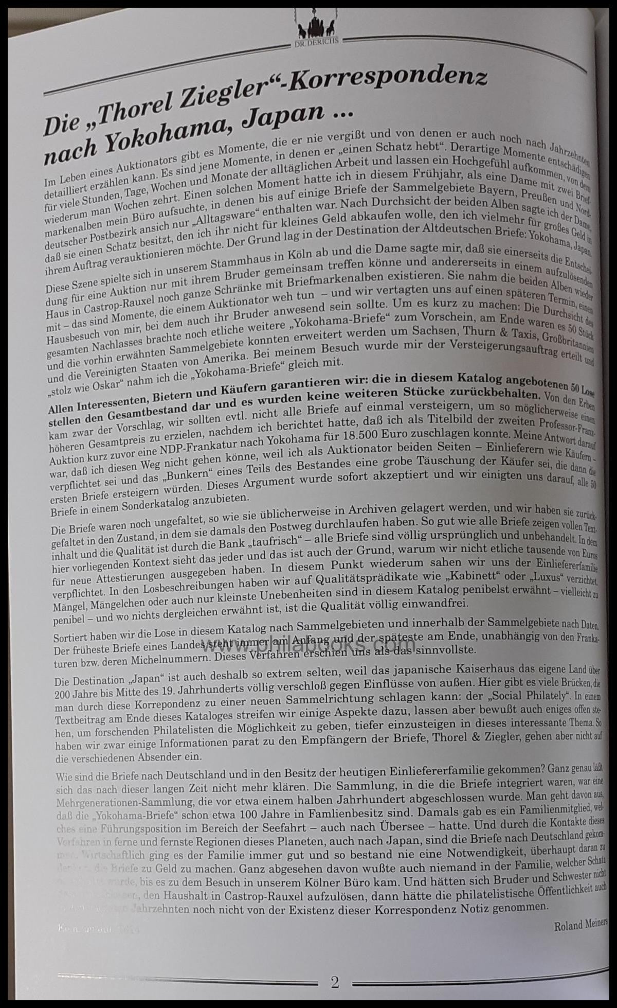 Derichs, Auktion, 2014-08 'Der Yokohama-Fund'