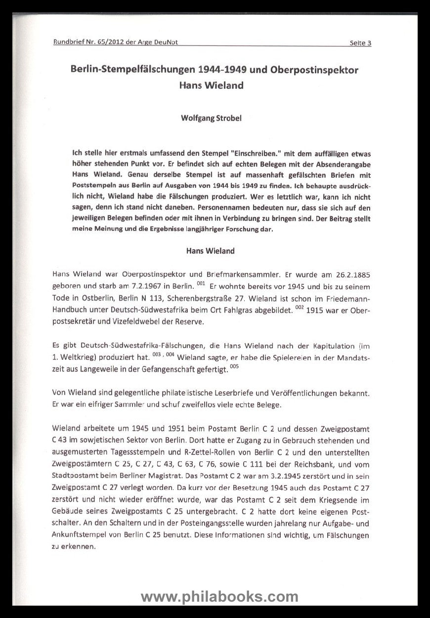 Strobel, W.: Berlin-Stempelfälschungen 1944-1949 und Oberpostinspe ...