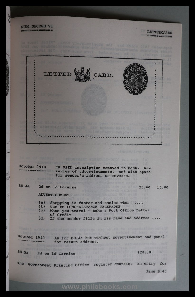 Samuel, R.D. New Zealand Postal Stationery Catalogue, Part 1-5: Po ...