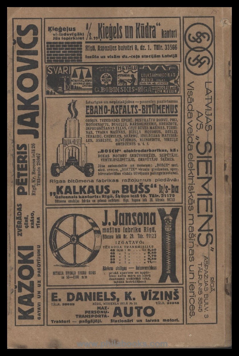 Pasta un Telegrafa Departaments, Latvijas 1936. g. Telefona Abonen ...