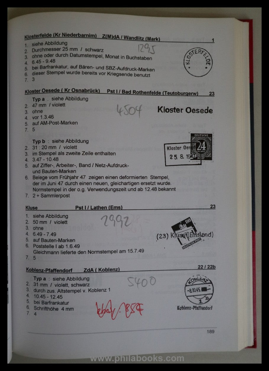 Arenz/Kahl/Richter, Ortsnotstempel Deutsche Postanstalten 1945 - 1 ...