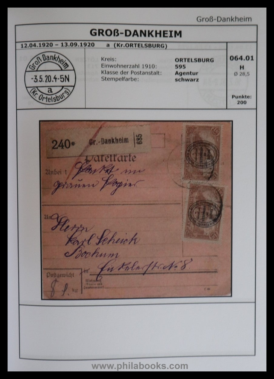 Gruber, G., stamp catalog Allenstein voting area 1920, 2019 ...