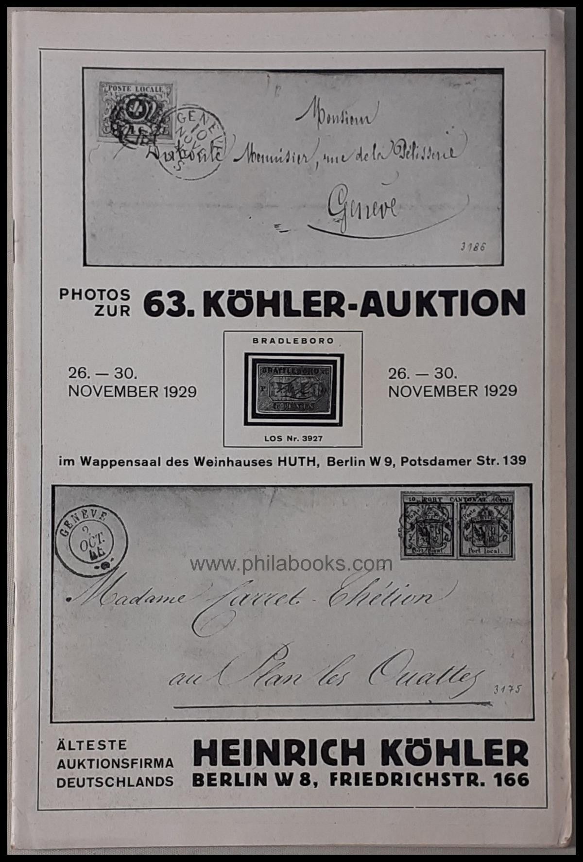 Heinrich Köhler, Briefmarken-Auktion Nr. 63, im Künstlerhaus Berli ...