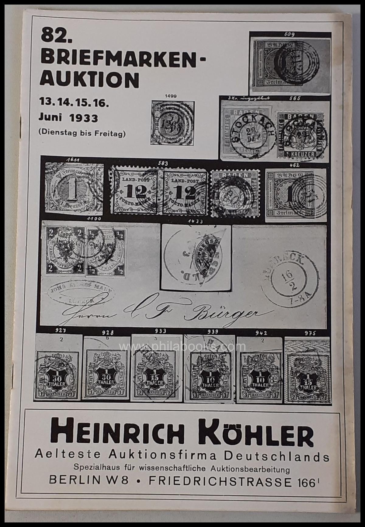 HeinrichKöhler, Auktion 082, 1933-06