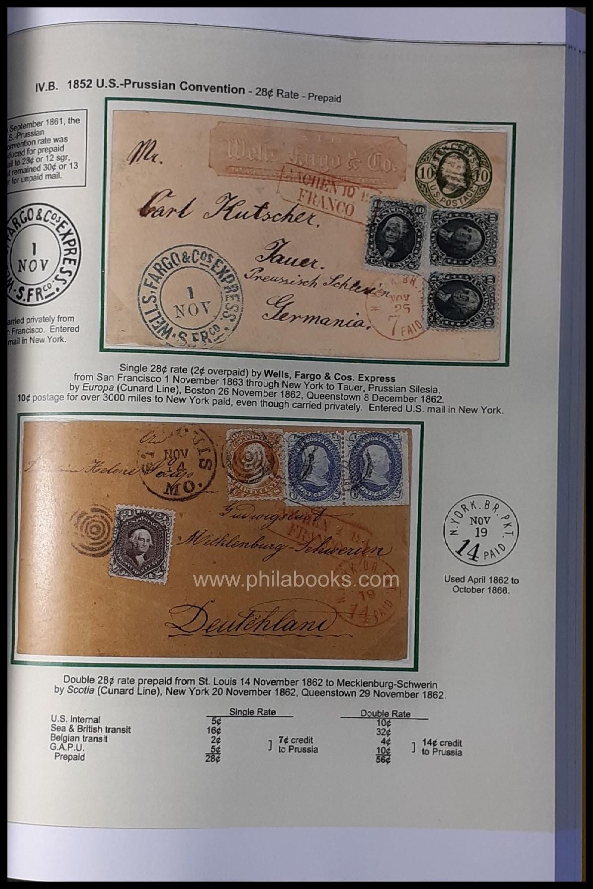 Pre-UPU-Rates between the U.S. and the German States, farbige Kopi ...