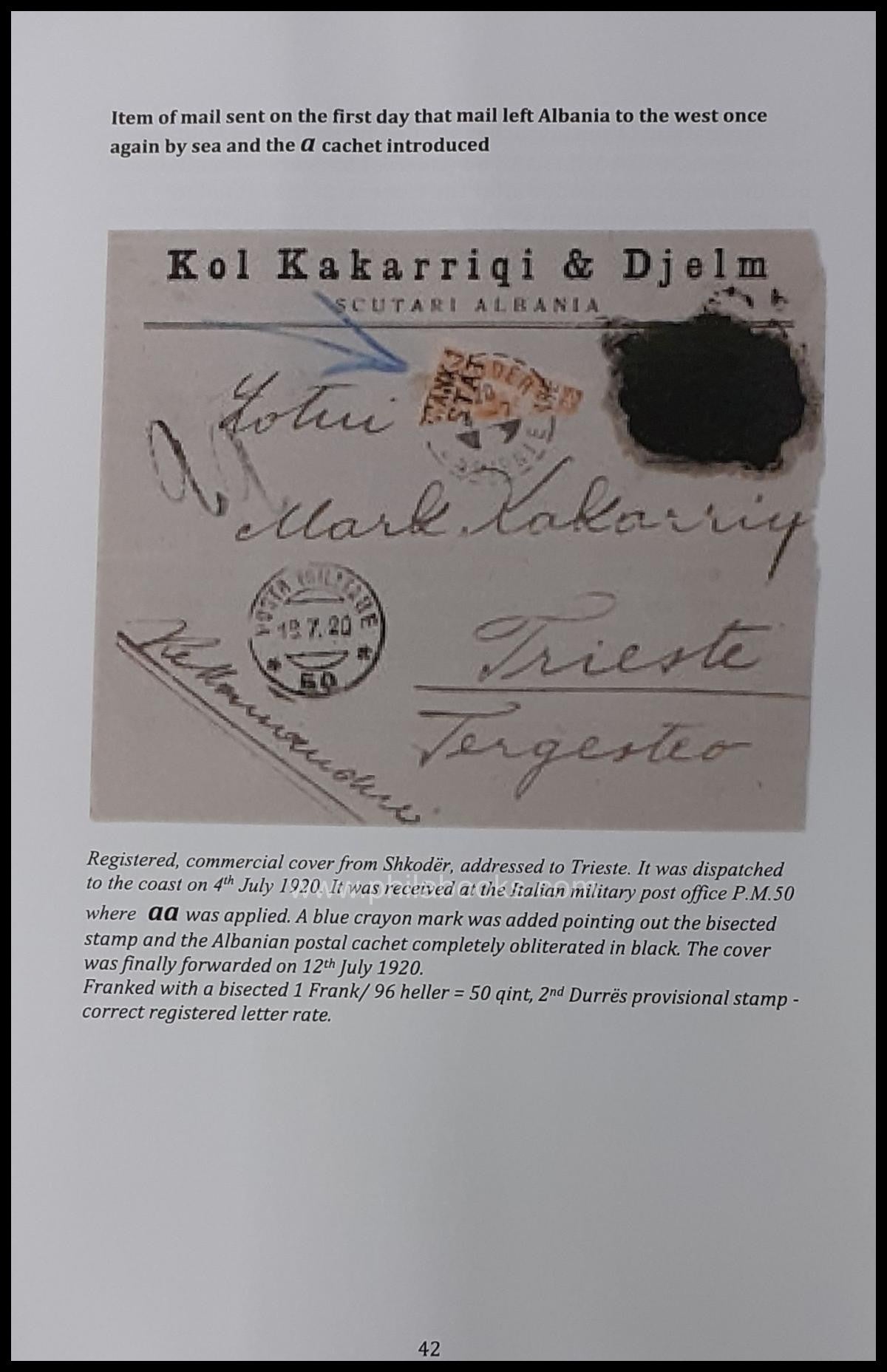 Kelion, JL, Addendum to The Postal History of Shkoder, Postal a ...