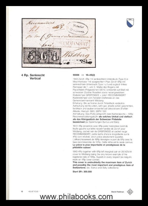 Feldman, Auktion, 1991-11 'Helveticus', Schweiz