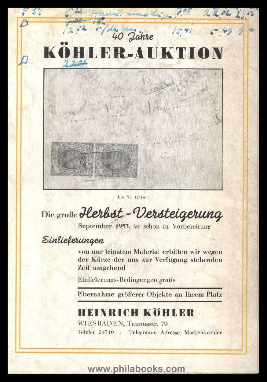 HeinrichKöhler, Auktion 139, 1953-07, #ad, Dt. Kolonien, Hannover,…