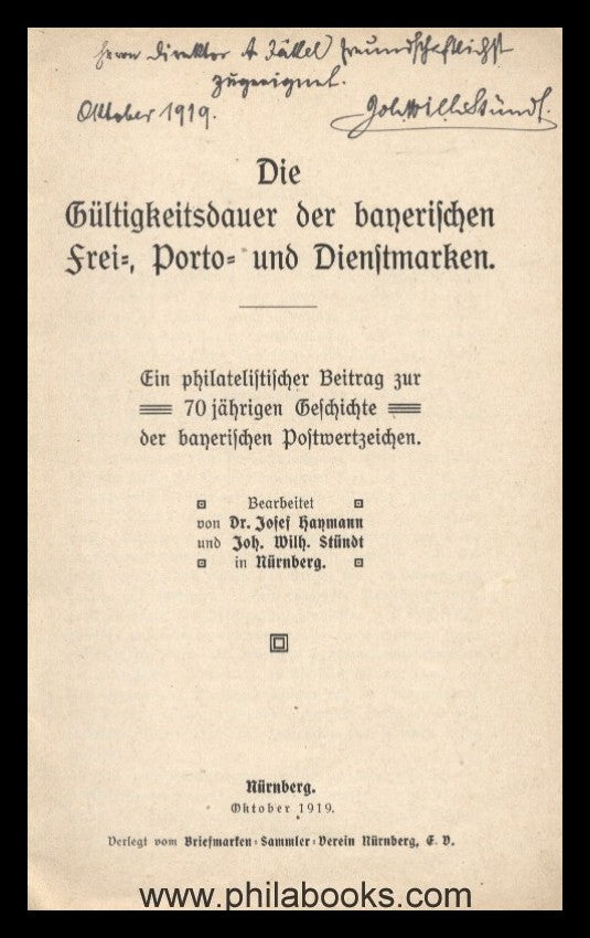 Haymann/Stündt, 70 jährige Geschichte der bayerischen Postwertzeic ...