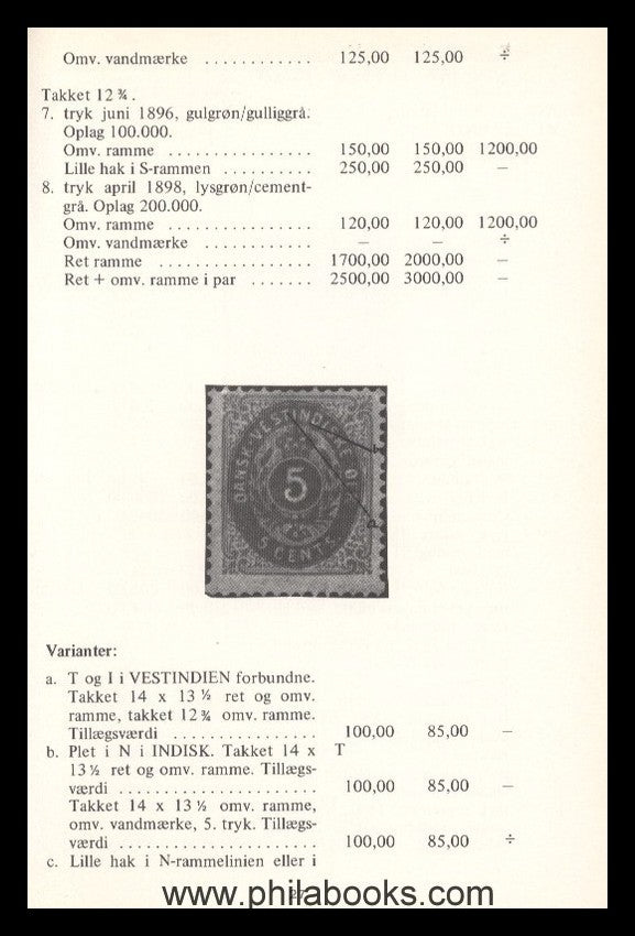 Frost Forlag, Dansk Vestindiens Special Katalog 1978, Spezialkatal ...