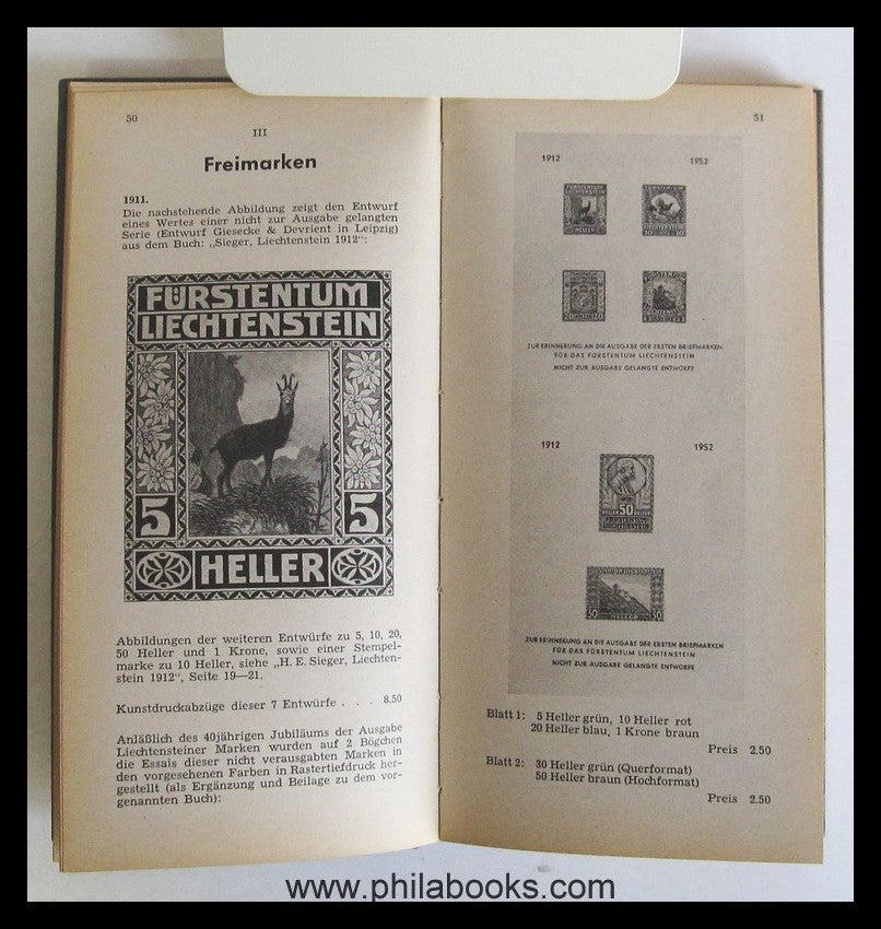 Sieger, Liechtenstein Handbuch und Katalog 1953, 3. Aufl., 272 S., ...