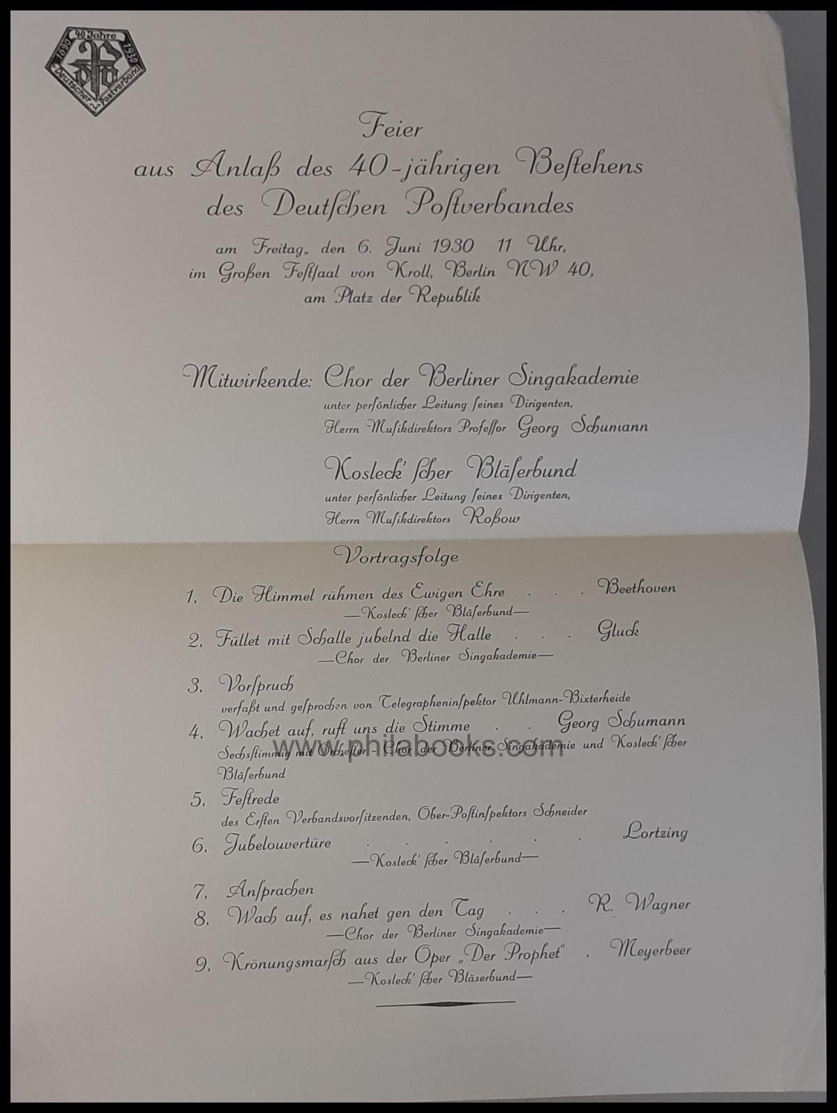 40 Jahre Deutscher Postverband 1890-1930, 1930, prächtige Festschr ...