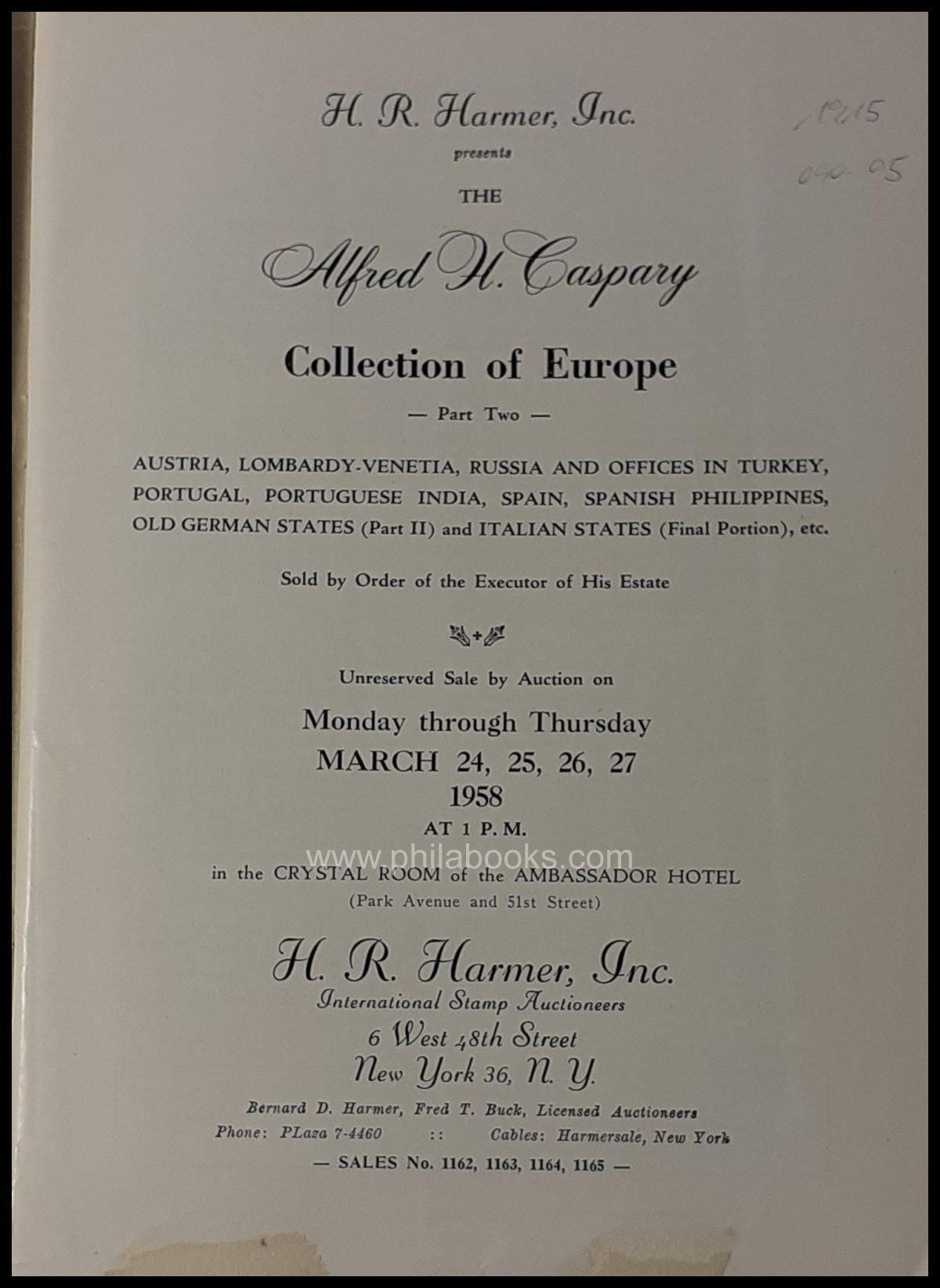 Harmer, Auktion, 1958-03 'Caspary'