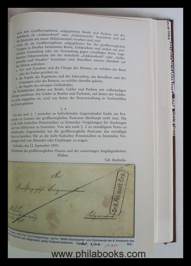 Graf, E., Handbuch der badischen Vorphilatelie 1700-1851, 1971, Po ...