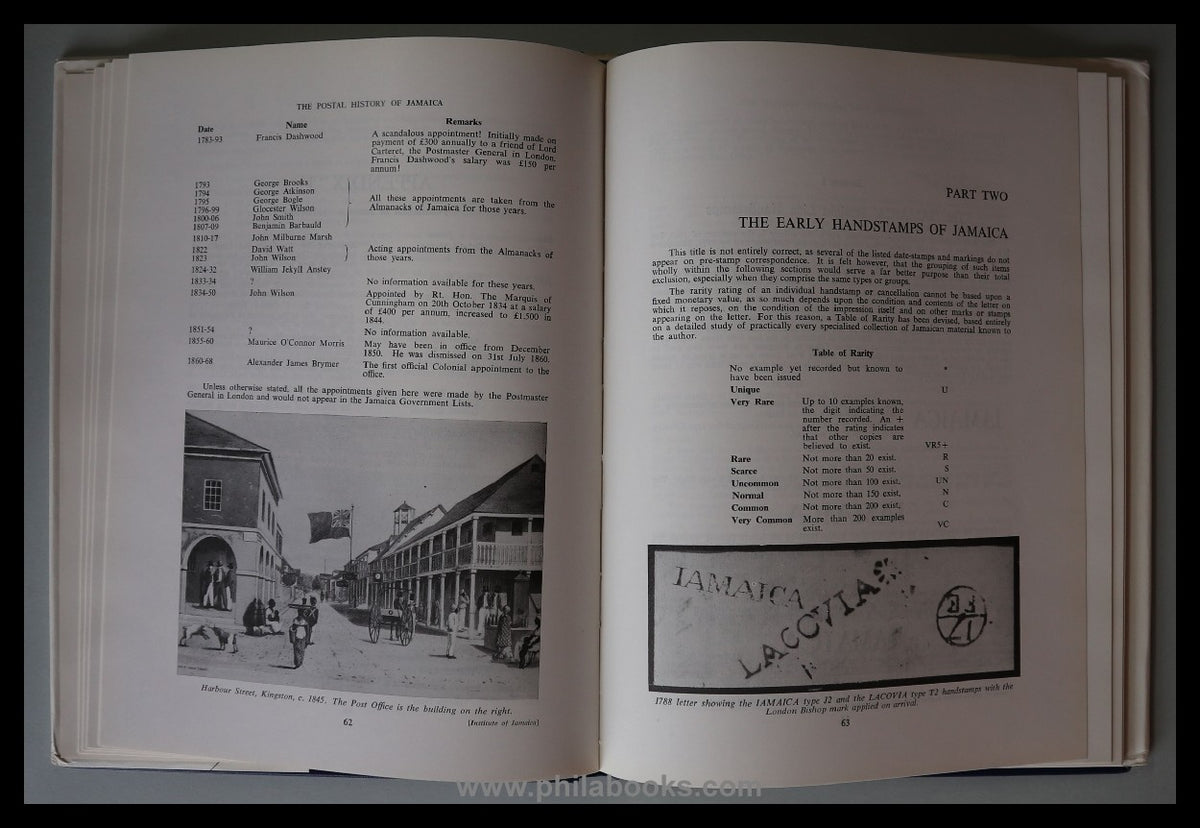 Foster, T., Jamaica, The Postal History 1662-1860, 1968, Stempel-  ...