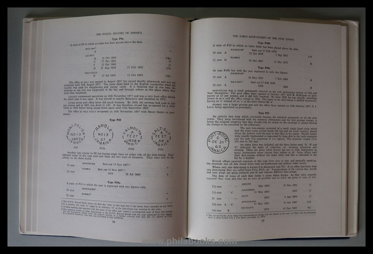 Foster, T., Jamaica, The Postal History 1662-1860, 1968, Stempel-  ...