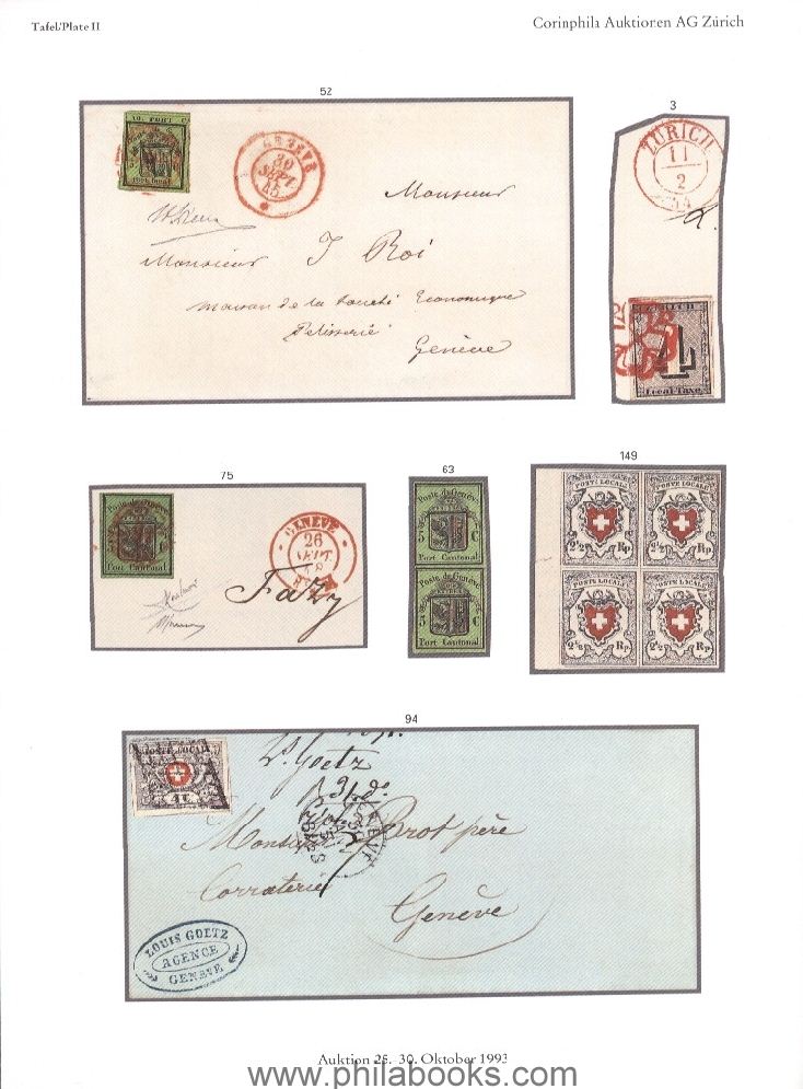 Corinphila, Auktion 086, 1993-10 'Bilitio', Schweiz