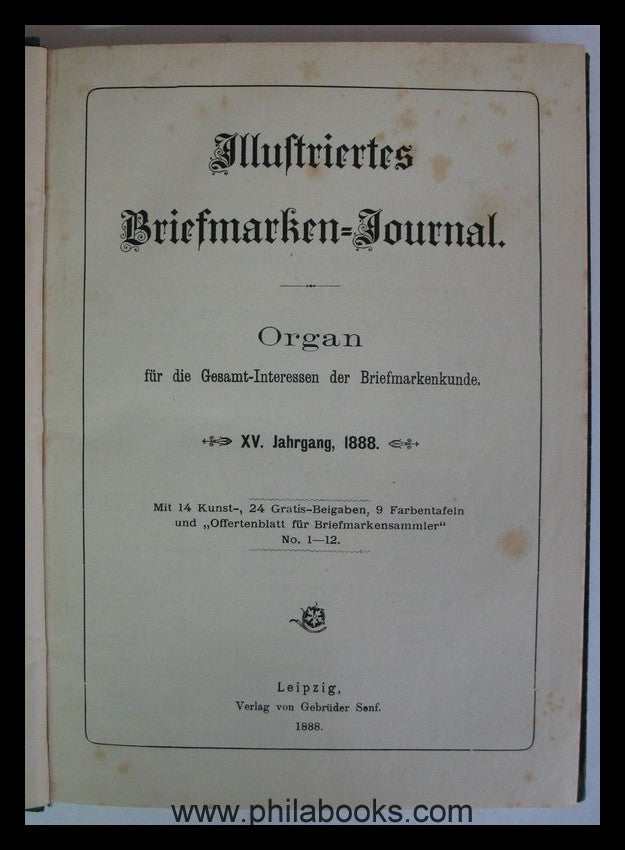 Senf, Illustriertes Briefmarken-Journal 1888, sehr schön privat in ...