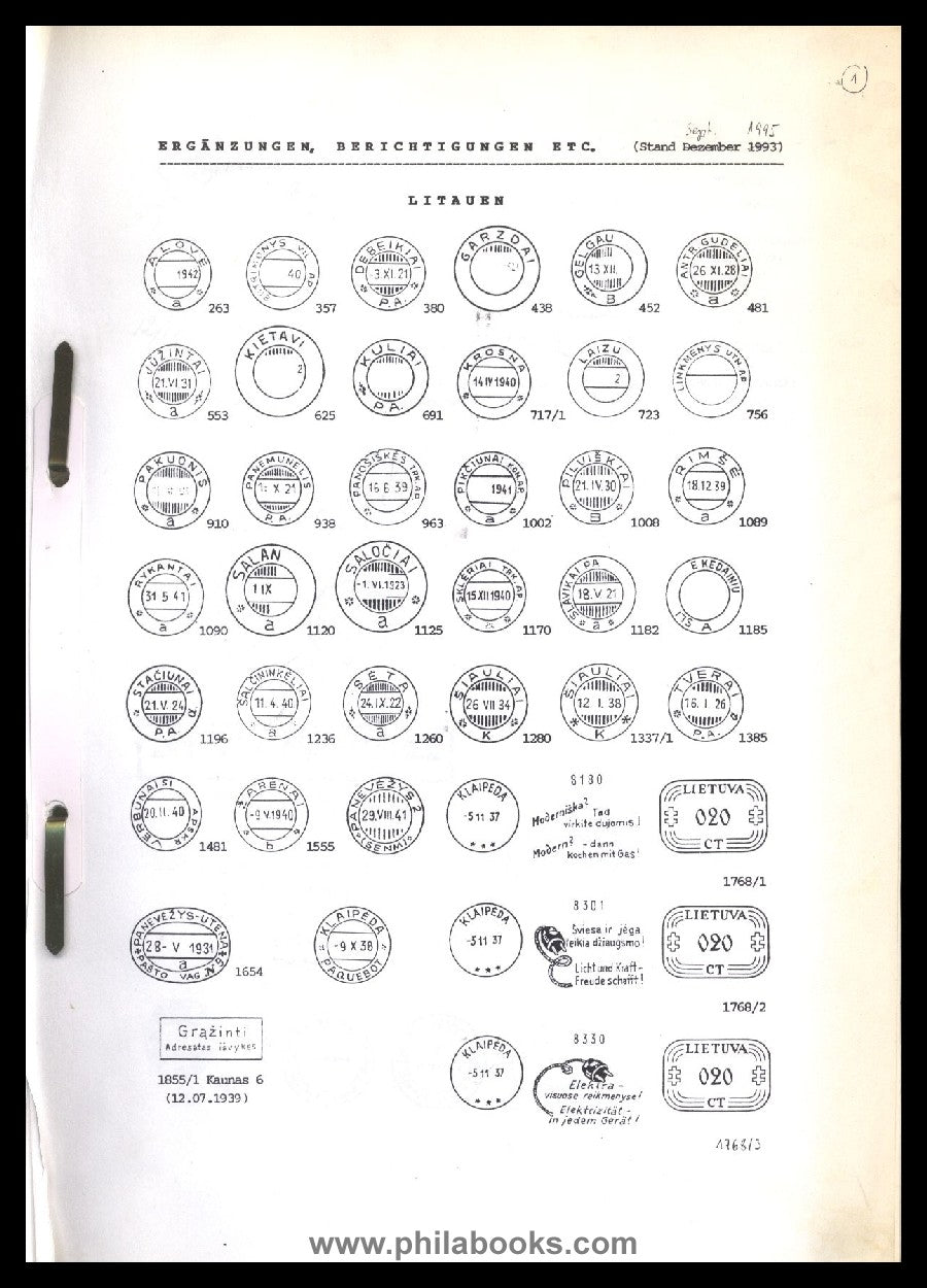 Fugalevicius, V., Pasto Antspaudai, Poststempel in Litauen, 1990,  ...