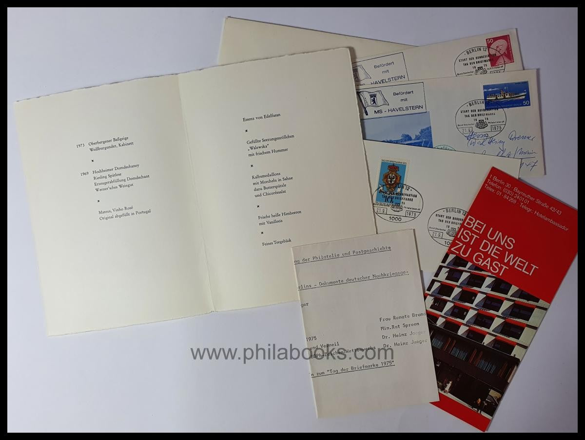 1975, Berlin Philatelist Club from 1888, franked menu...