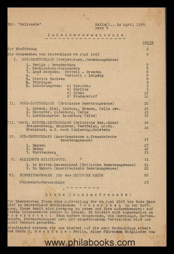 HALLENSIA: Zirkenbach/Schulze-Dirks (Hrsg.),  Aufstellung der ab J ...