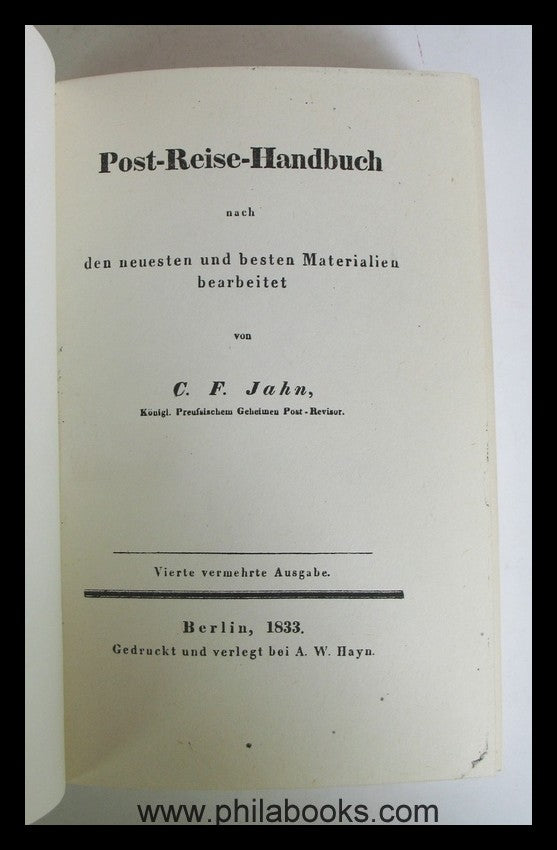 Jahn, I.R., Post-Reise-Handbuch nach den neuesten und besten Mater ...