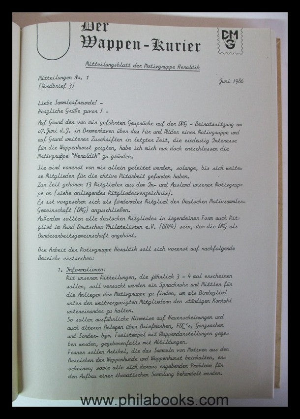 Motivgruppe HERALDIK, Mitteilungsblatt, Der Wappenkurier 1-10, 198 ...