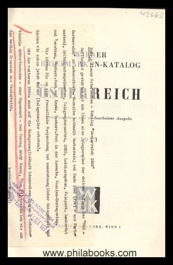 Wiener Briefmarken-Katalog, Österreich, Dritte erweiterte und neub ...