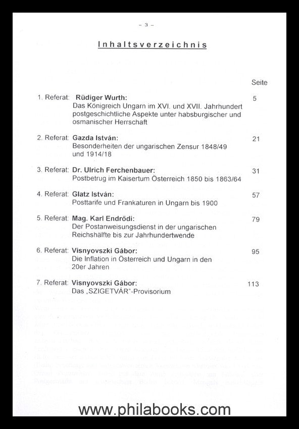 3. Ungarisch - Österreichisches Symposium für Postgeschichte, 2001 ...